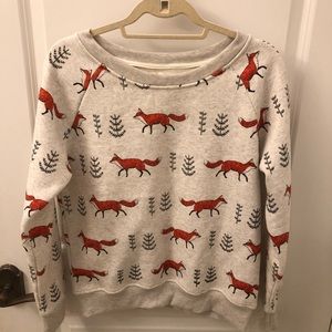 Cotton-Blend Grey Fox Print Sweatshirt (One Size)